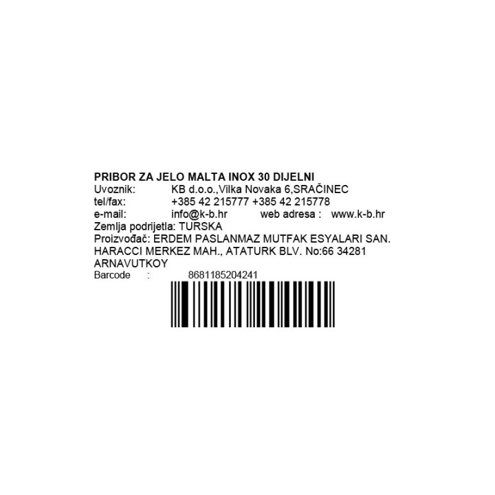 PRIBOR ZA JELO MALTA INOX 30 DIJELNI