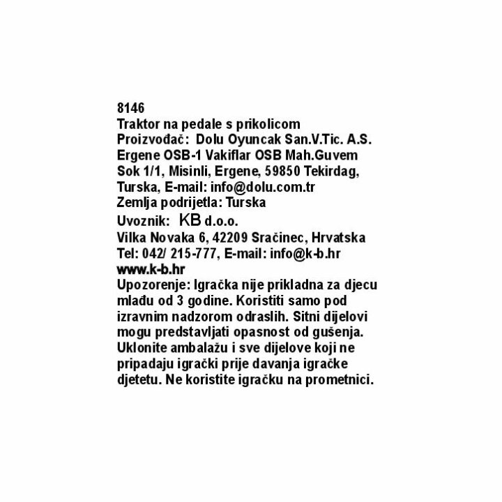 TRAKTOR TOM NA PEDALE S PRIKOLICOM RANCHERO CRVENI