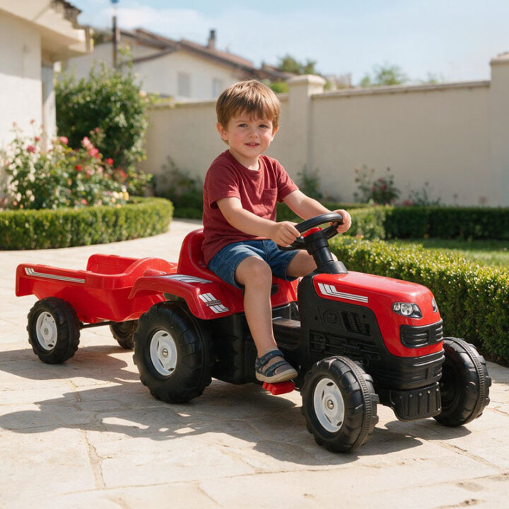 TRAKTOR TOM NA PEDALE S PRIKOLICOM RANCHERO CRVENI