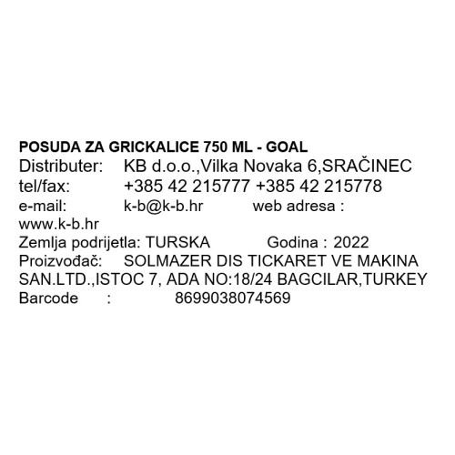 POSUDA ZA GRICKALICE 750 ML - GOAL