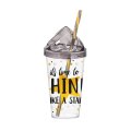 ČAŠA SA SLAMKOM I NATPISOM SHINE 660 ML - POKLOPAC PVC