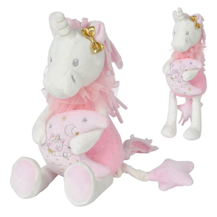 PLIŠANI JEDNOROG SA ZVUKOM NA POTEZ ROZI 33 CM - NICOTOY