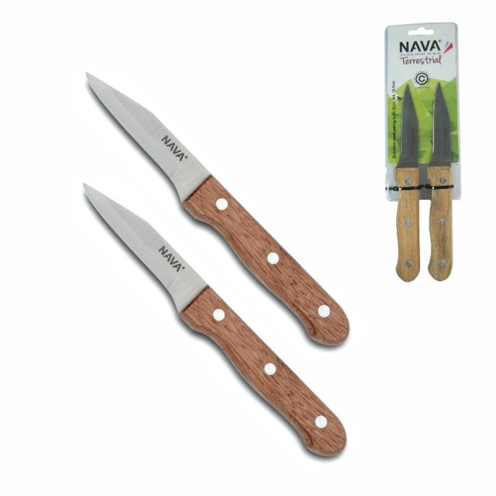 NOŽEVI KUHINJSKI TERRESTRIAL ZA GULJENJE 2/1 S DRVENIM DRŠKAMA 18,5 CM