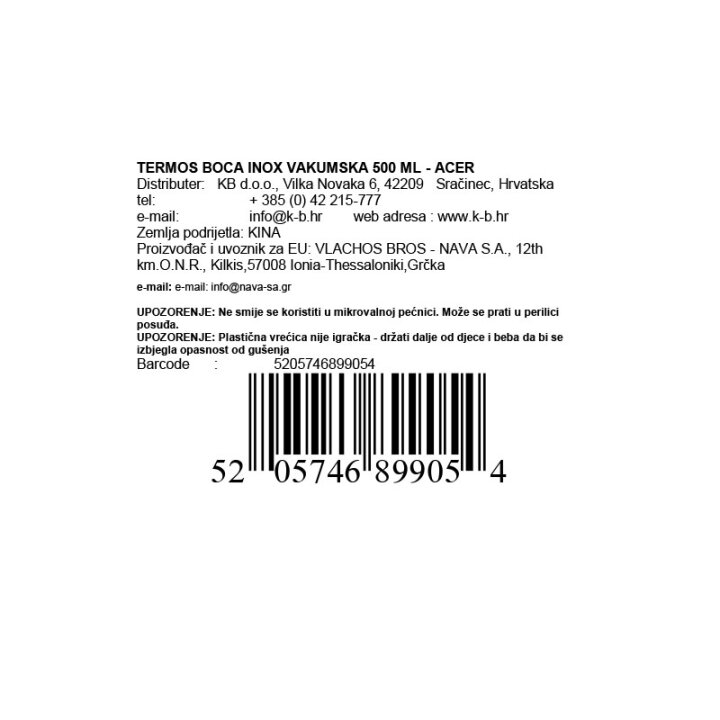 TERMOS BOCA INOX VAKUUMSKA 500 ML - ACER