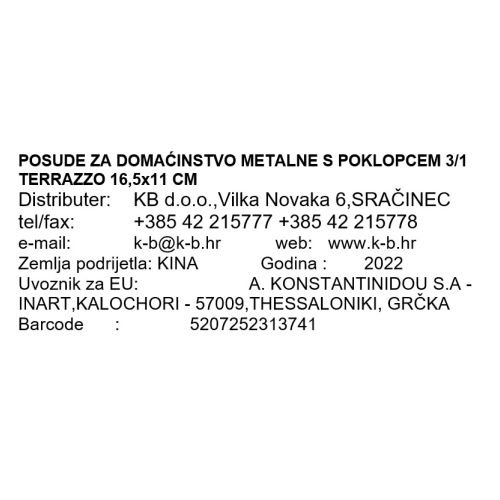 METALNE POSUDE ZA DOMAĆINSTVO S POKLOPCEM 3/1 TERRAZZO