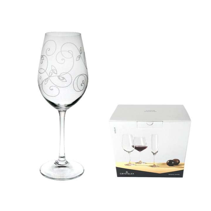 ČAŠE ZA VINO KRISTALIN VIOLA S DEKORACIJOM 6/1 250 ML