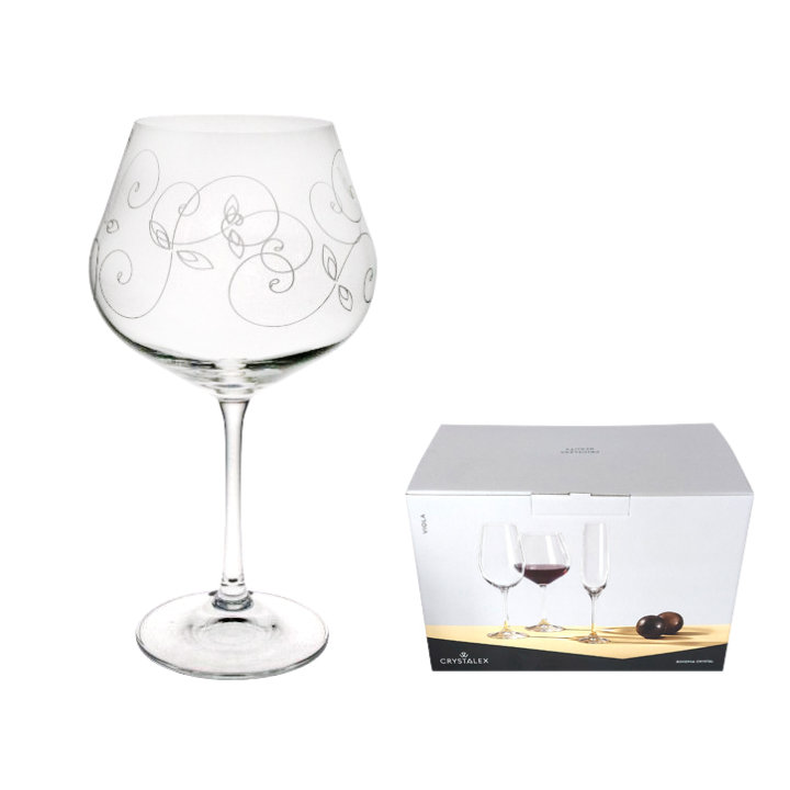 KRISTALNE ČAŠE ZA CRNO VINO VIOLA S DEKORACIJOM 6/1 570 ML