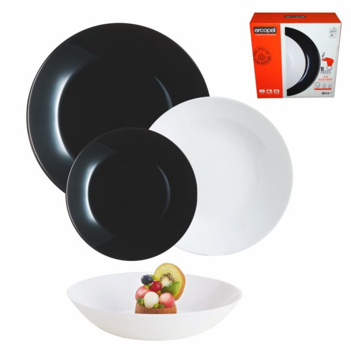 SET TANJURA ARKOPAL ZELIE CRNO-BIJELI 18/1 - LUMINARC