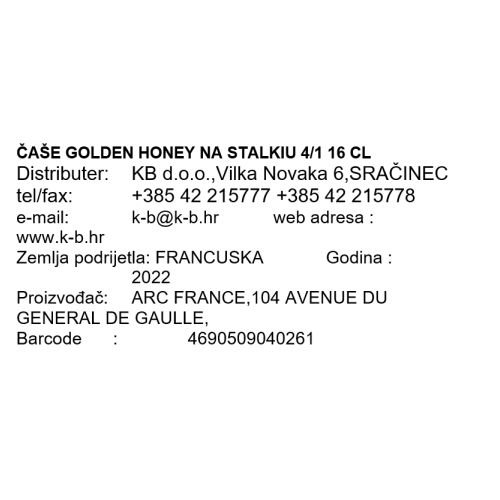 ČAŠE ZA ŠAMPANJAC GOLDEN HONEY NA STALKU 4/1 160 Ml