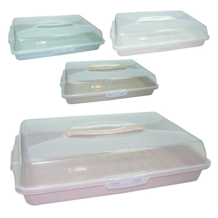 PLASTIČNE POSUDE ZA KOLAČE S POKLOPCEM ČETVRTASTE 45x31x11 CM