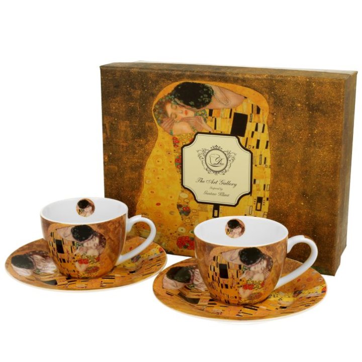 ŠALICE ZA ESPRESSO PORCULANSKE 2/1 90 ML U POKLON KUTIJI - THE KISS BY GUSTAV KLIMT