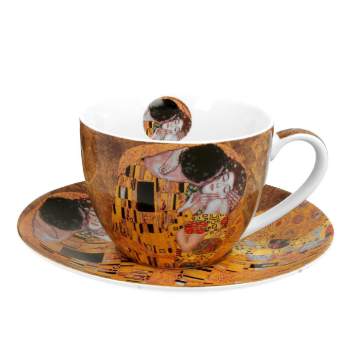 ŠALICE ZA KAVU GUSTAV KLIMT PORCULANSKE 6/1 280 ML U POKLON KUTIJI - THE KISS