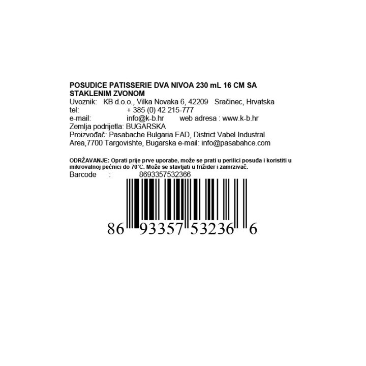 POSUDICE PATISSERIE DVA NIVOA 230 ML 16 CM SA STAKLENIM ZVONOM