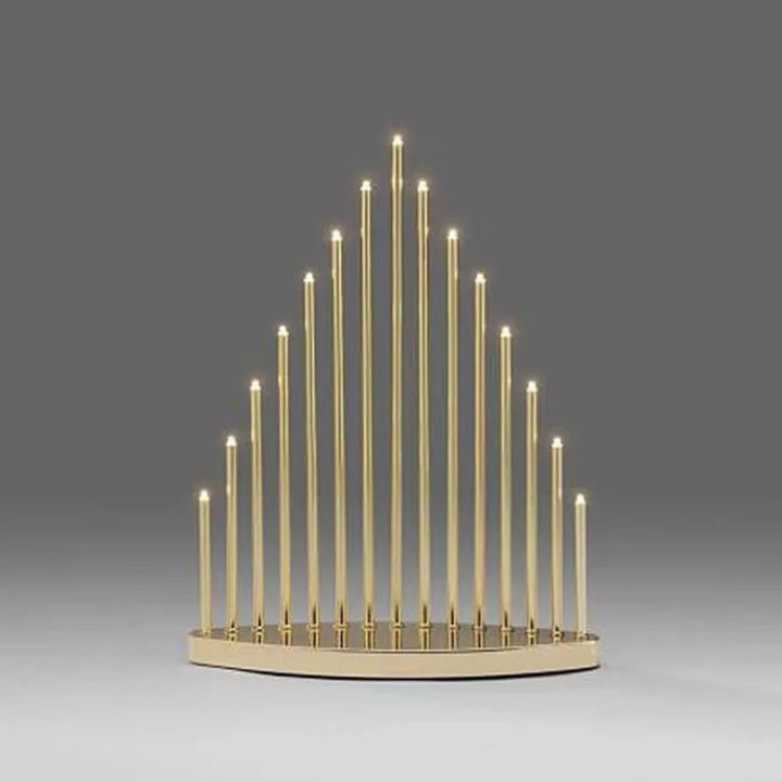 BOŽIĆNI LED SVIJEĆNJAK METALNI DEKORATIVNI 38,5x30 CM - ZLATNA BOJA