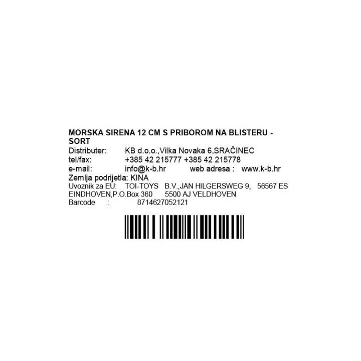 MORSKA SIRENA IGRAČKA 12 CM S PRIBOROM