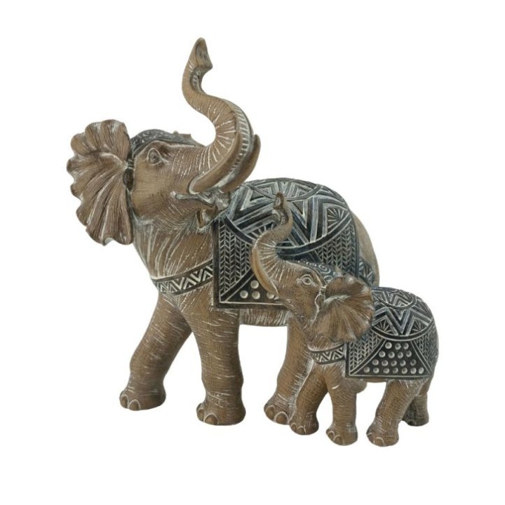 FIGURA SLONOVI SIVO-SMEĐI 19,5x19,5 CM