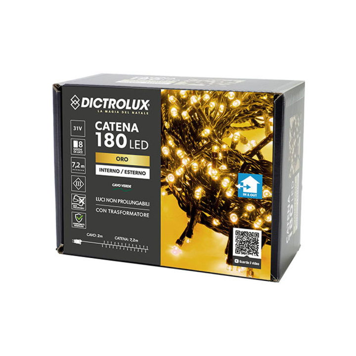 BOŽIĆNE LAMPICE LED 180/1 ZLATNO ŽUTE S FUNKCIJAMA - VANJSKE / UNUTARNJE