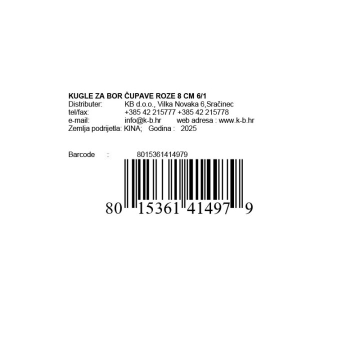 KUGLICE ZA BOR ČUPAVE ROZE 8 CM 6/1