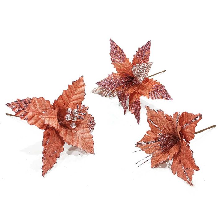 CVIJET ZVIJEZDA DEKORATIVNA ROZA S GLITERIMA 25 CM - SORT