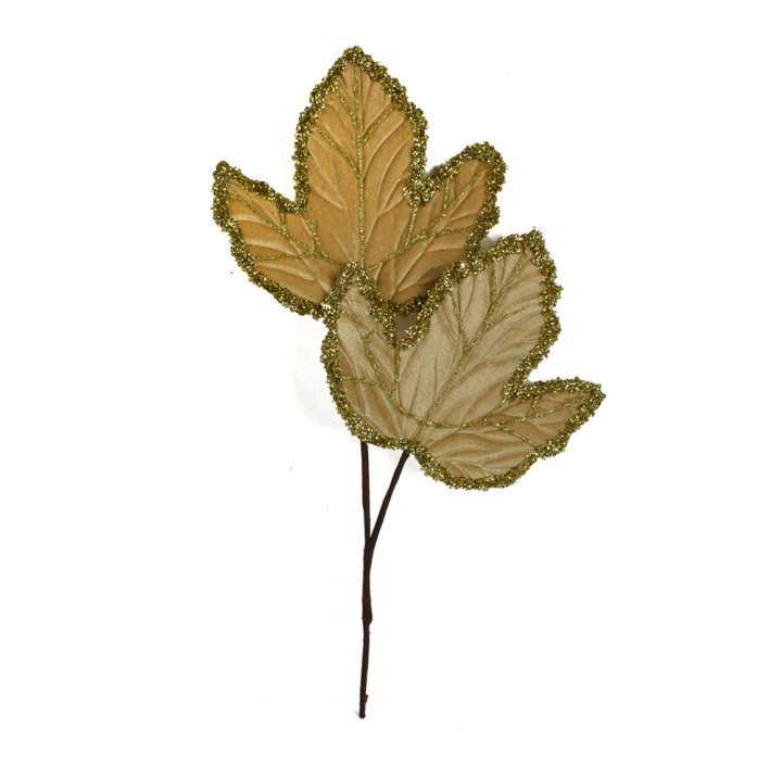 LISTOVI DEKORATIVNI 2/1 50 CM BEŽ SA ZLATNIM GLITERIMA