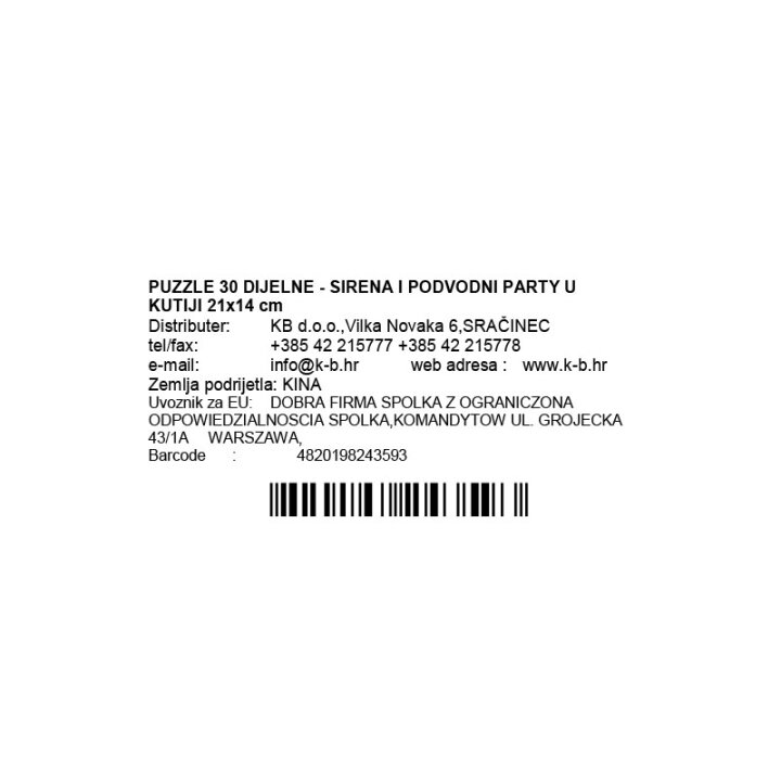 PUZZLE 30 DIJELNE - SIRENA I PODVODNI PARTY