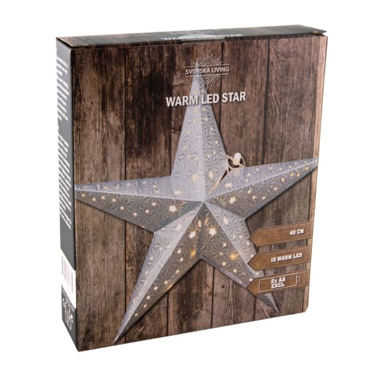 BOŽIĆNA ZVIJEZDA S LED SVJETLIMA SREBRNA 40 CM