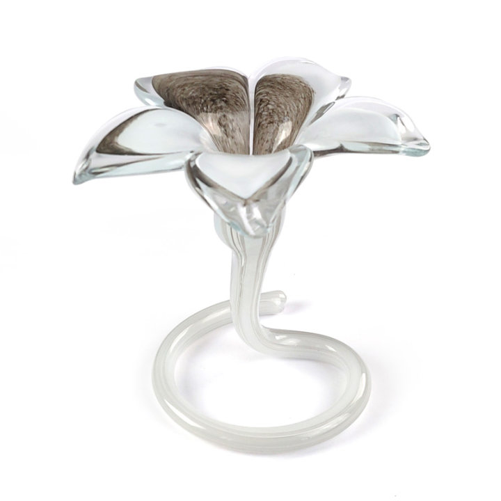 SVIJEĆNJAK - VAZA CVIJET MURANO TEHNIKA 18 CM SIVA