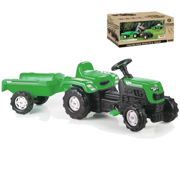 TRAKTOR NA PEDALE S PRIKOLICOM ZELENI 52x144x45 CM