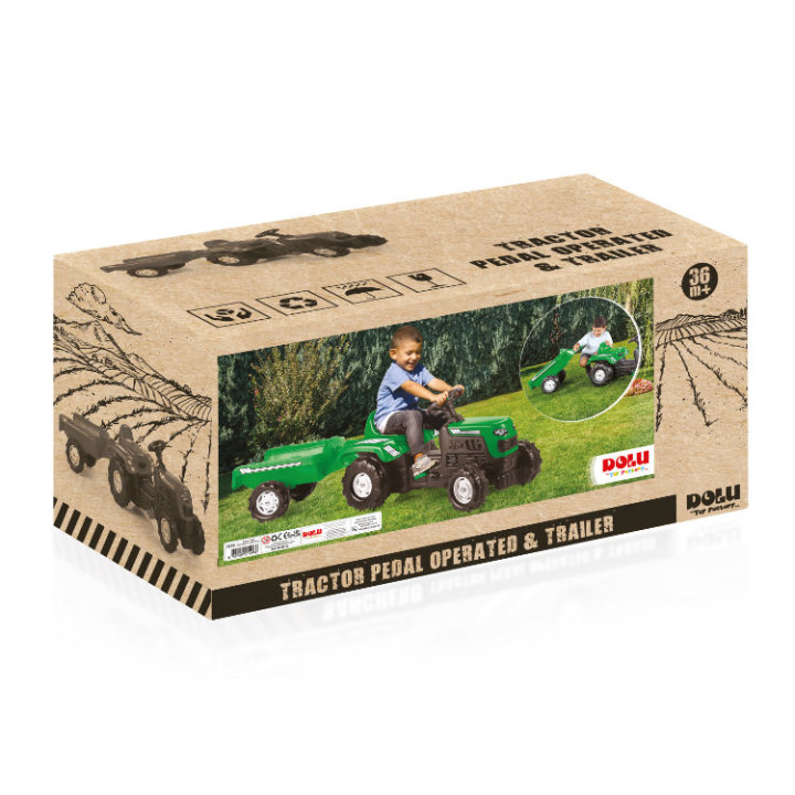 TRAKTOR NA PEDALE S PRIKOLICOM ZELENI 52x144x45 CM