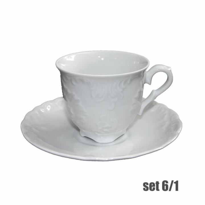 ŠALICE ZA KAVU S TANJURIĆIMA 6/1 PORCULAN 100 ML ROCOCO - B KLASA