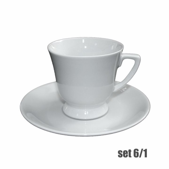 ŠALICE ZA KAVU S TANJURIĆIMA 6/1 PORCULAN 100 ML - B KLASA