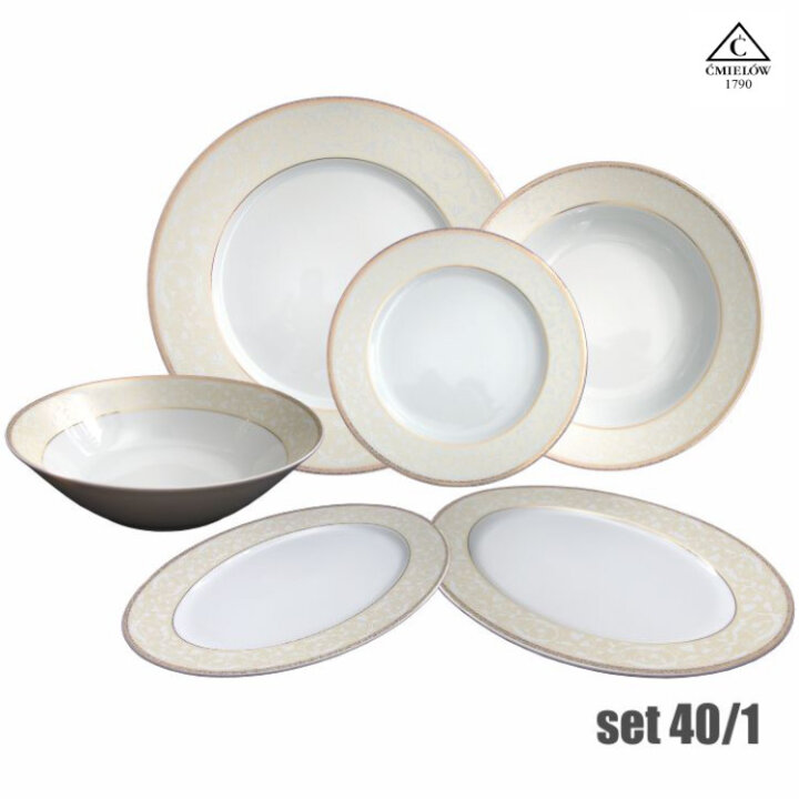 SERVIS ZA JELO PORCULAN 40 DIJELNI YVONNE - ZLATNI DEKOR