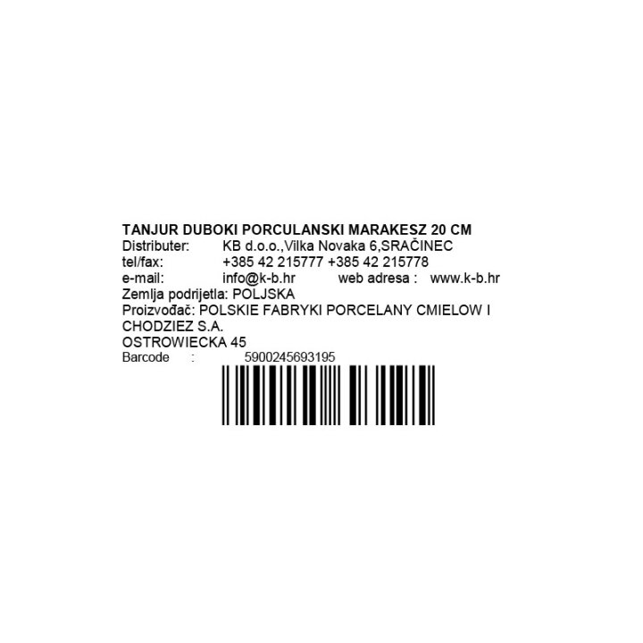 TANJUR DUBOKI PORCULANSKI MARRAKESZ 20 CM