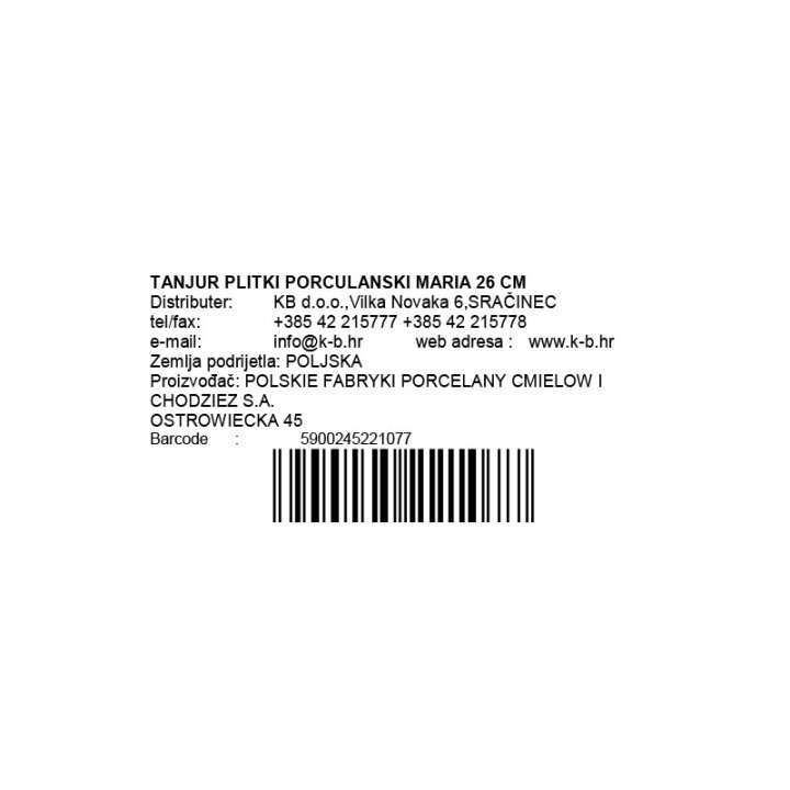TANJUR PLITKI PORCULANSKI MARIA 26 CM