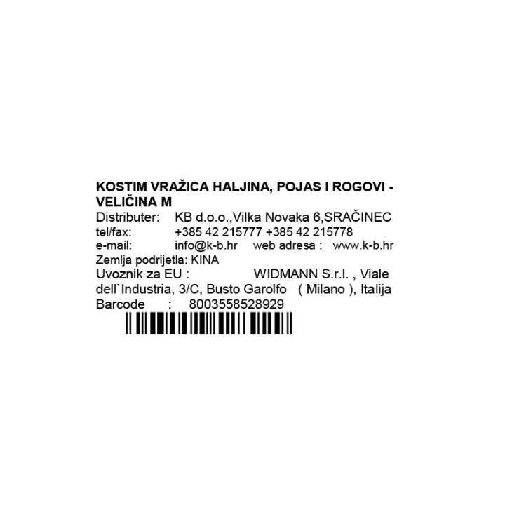 KOSTIM ZA ODRASLE VRAŽICA VELIČINA M