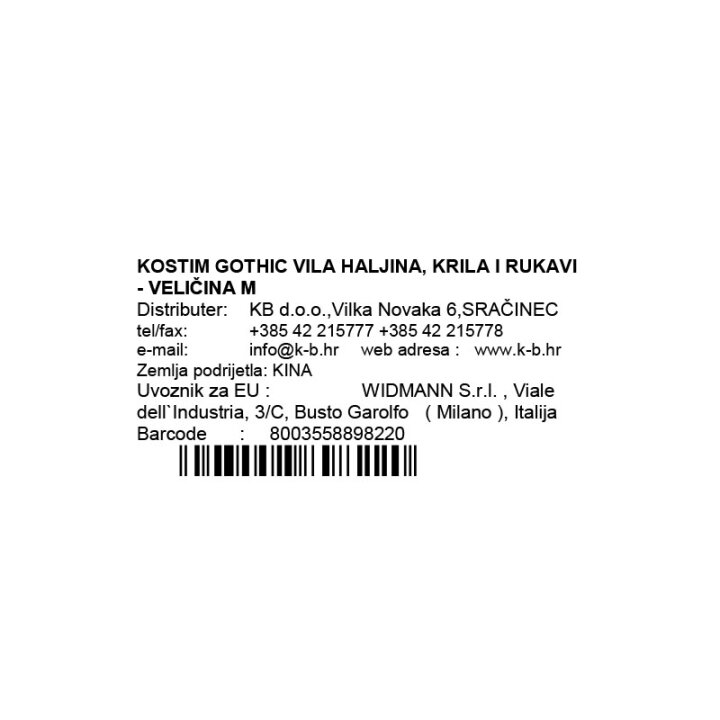 KOSTIM ZA ODRASLE GOTHIC VILA VELIČINA M