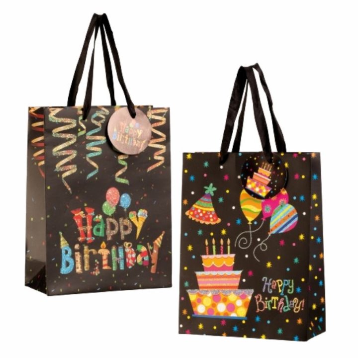 POKLON VREĆICA HAPPY BIRTHDAY SA GLITERIMA 18x24x8 CM