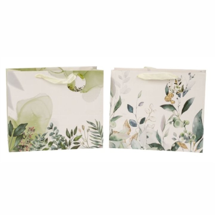 POKLON VREĆICA 31x26x12 CM - DEKOR LISTOVI I CVJETOVI - SORT