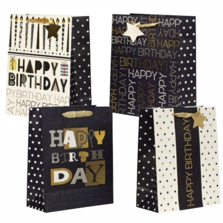 POKLON VREĆICA HAPPY BIRTHDAY 26x32x13 CM - SORT