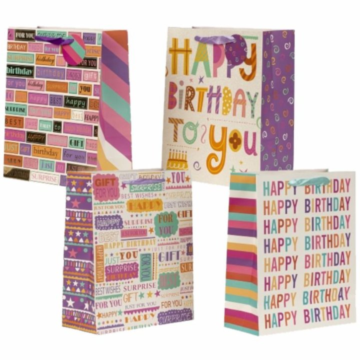 POKLON VREĆICA HAPPY BIRTHDAY 26x32x12 CM - SORT