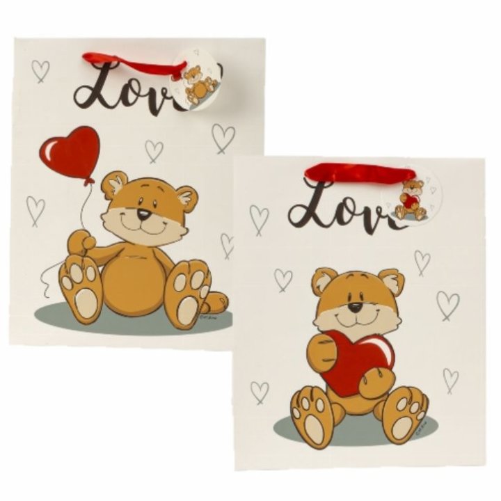 POKLON VREČICA LOVE S MEDVJEDIĆEM 26x32x12 CM - SORT