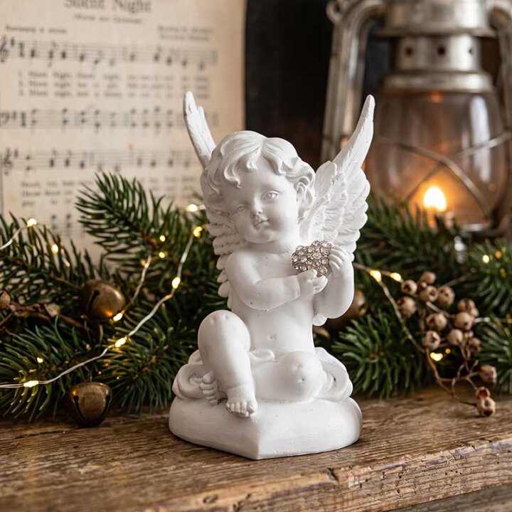 ANĐEO FIGURA SA GLITER SRCEM 13 CM - SORT