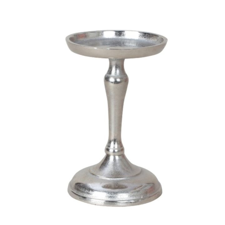 SVIJEĆNJAK METALNI SREBRNI ZA JEDNU SVIJEĆU 18 CM