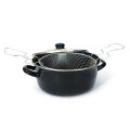 FRITEZA POSUDA EMAJLIRANA S MREŽICOM I STAKLENIM POKLOPCEM 26x11,5 cm