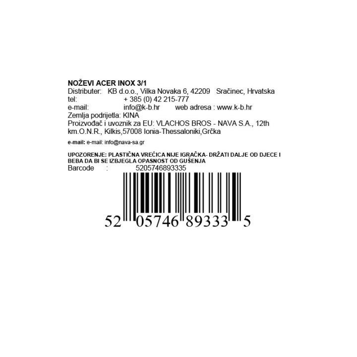 NOŽEVI ACER INOX 3/1
