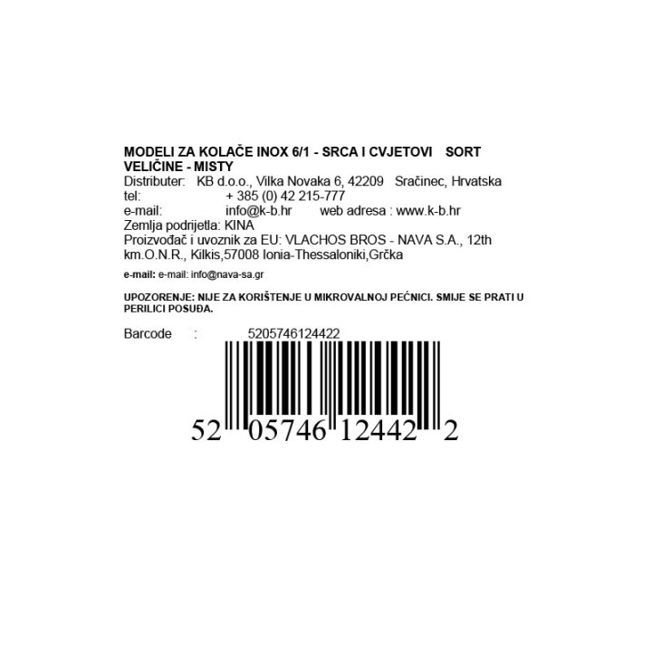MODELI ZA KOLAČE INOX 6/1 - SRCA I CVJETOVI MISTY