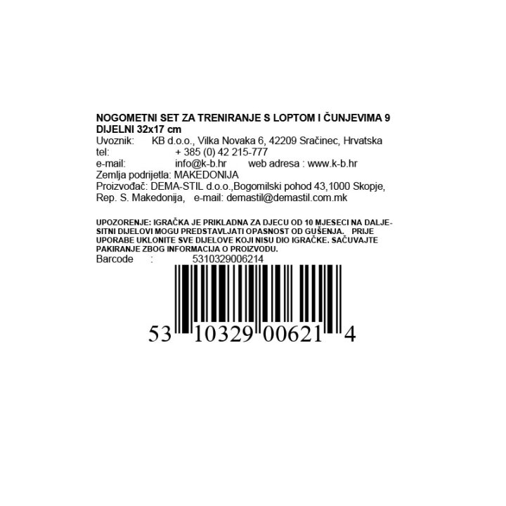 NOGOMETNI SET ZA TRENIRANJE - LOPTA + ČUNJEVI 9 /1