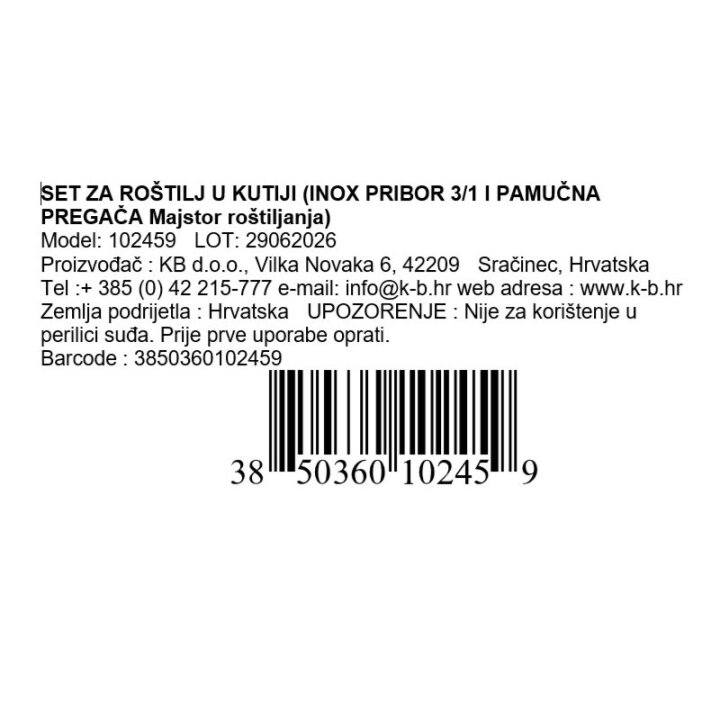 SET ZA ROŠTILJ U POKLON KUTIJI - INOX PRIBOR 3dij I PREGAČA  Majstor roštiljanja