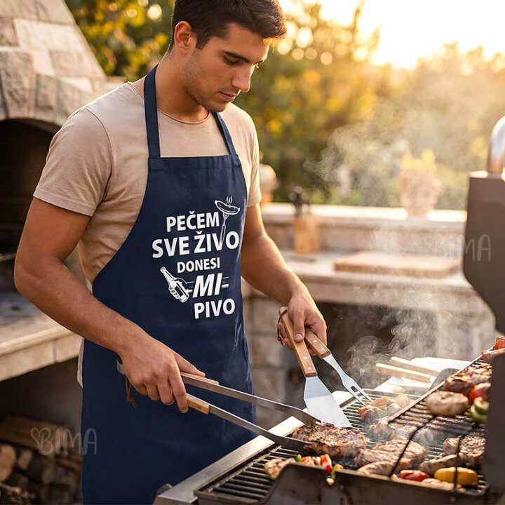 SET ZA ROŠTILJ U POKLON KUTIJI - INOX PRIBOR + PREGAČA  Pečem sve živo