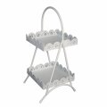 DEKORATIVNI STALAK ZA BILJKE METALNI DVA NIVOA ČETVRTASTI KREM 43x20x20 CM